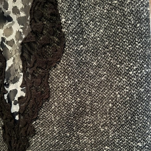 G.I.L.I. Tweed Pencil Skirt with Lace and Leopard Print Side Panels - Picture 4 of 7